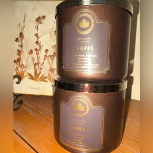 Two Bath & Body Works 3 wick Leaves Candles- New